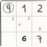 A box of the grid: your handwritten answers and pencil notes